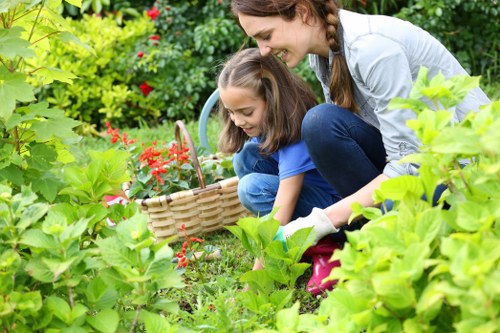 Landscaping team preparing a garden service agreement